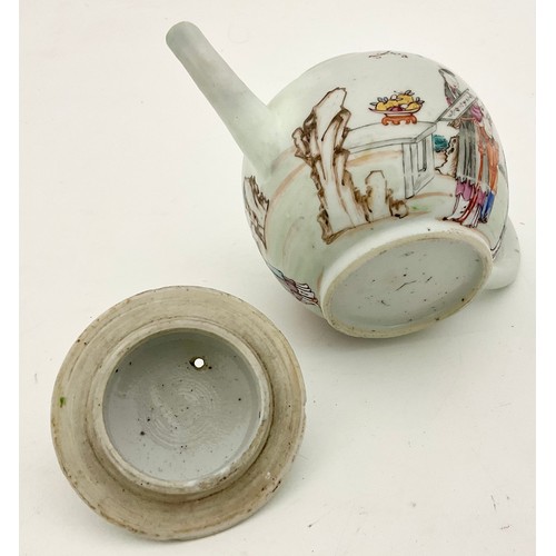 125 - ORIENTAL CHINA – TWO RICE BOWLS ON A HARDWOOD STAND WITH TEAPOT AND SUGAR BOWL