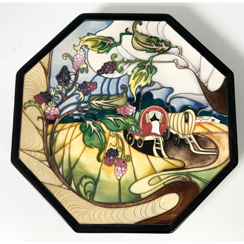 59 - 3 MOORCROFT PLATES - QUEENIES VAN (OCTAGONAL) AND ANEMONE/ NIGHT TIME SERENADE (OCTAGONAL)