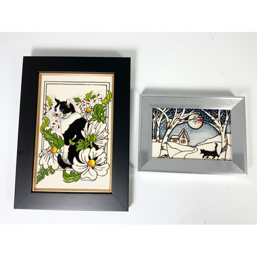 76 - 5 MOORCROFT BOXED FRAMED PLAQUES INCLUDING ROUND ' SOPHIE CHRISTA , MR COAL, FAIRIES FOXGLOVE, DAISY... 