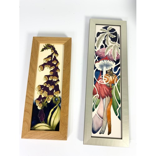 76 - 5 MOORCROFT BOXED FRAMED PLAQUES INCLUDING ROUND ' SOPHIE CHRISTA , MR COAL, FAIRIES FOXGLOVE, DAISY... 