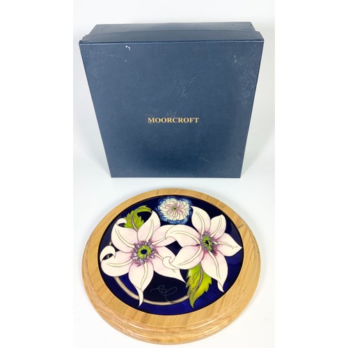 76 - 5 MOORCROFT BOXED FRAMED PLAQUES INCLUDING ROUND ' SOPHIE CHRISTA , MR COAL, FAIRIES FOXGLOVE, DAISY... 