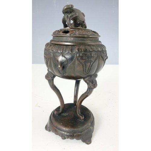 156 - ORIENTAL BRONZE  CENSOR 17cm TALL