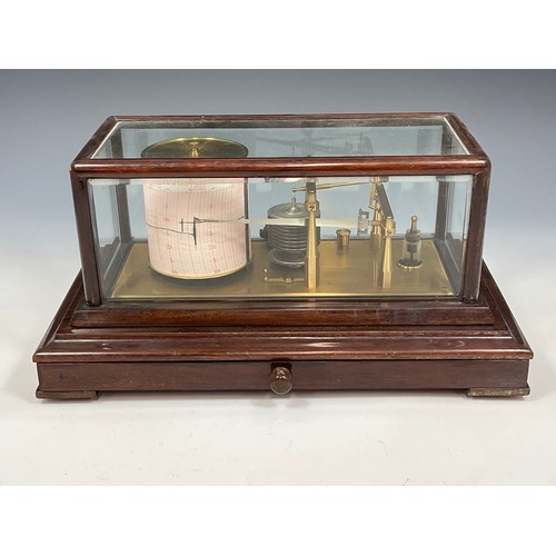 279 - NEGRETTI & ZAMBRA BAROGRAPH, WITH 'REGENCY' JEWELLED MOVEMENT, NUMBER R/11949, IN MAHOGANY AND GLASS... 