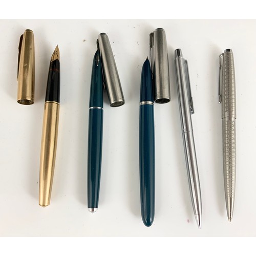 261 - 3 PARKER FOUNTAIN PENS & 2 BALL POINT PENS