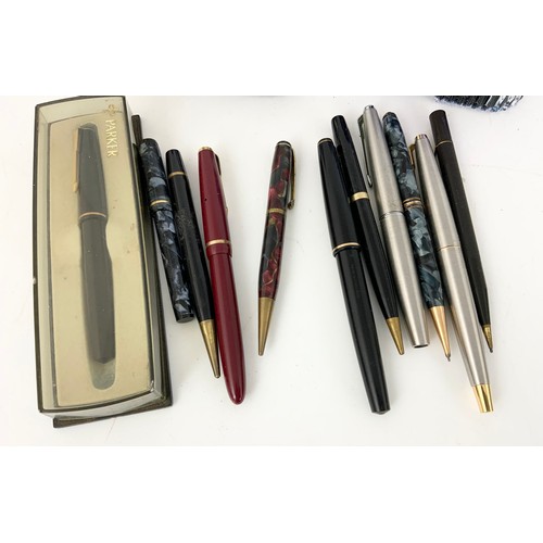 267 - FOUNTAIN PENS INC PARKER LADY , PARKER 17, 2 OPENED MONT  BLANC INKS, ETC