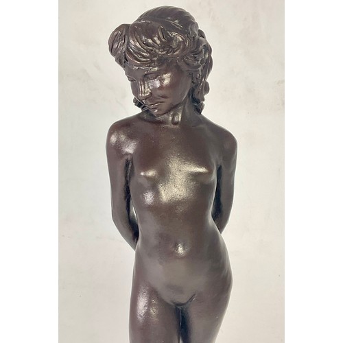 159 - *ENZO PLAZZOTTA (1921-1981) BRONZE STUDY OF A NUDE FEMALE ON PLINTH, APPROX. 47 cm, FOUNDRY MARK, 5/... 