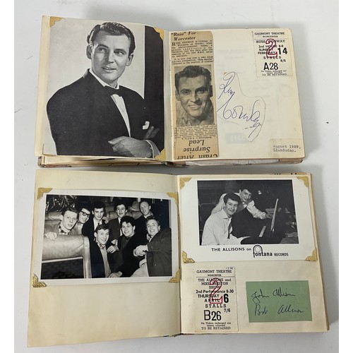 39 - 2 WELL FILLED AUTOGRAPH BOOKS RELATING TO THE GAUMONT THEATRE IN WORCESTER, MANY AUTOGRAPHS FROM STA... 