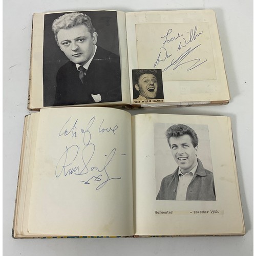 39 - 2 WELL FILLED AUTOGRAPH BOOKS RELATING TO THE GAUMONT THEATRE IN WORCESTER, MANY AUTOGRAPHS FROM STA... 