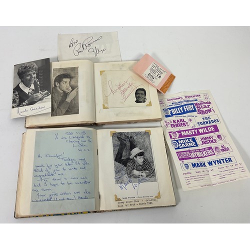 39 - 2 WELL FILLED AUTOGRAPH BOOKS RELATING TO THE GAUMONT THEATRE IN WORCESTER, MANY AUTOGRAPHS FROM STA... 