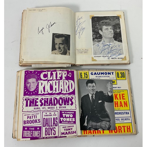 39 - 2 WELL FILLED AUTOGRAPH BOOKS RELATING TO THE GAUMONT THEATRE IN WORCESTER, MANY AUTOGRAPHS FROM STA... 