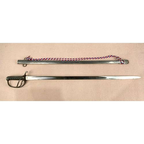 226 - A LIGHT INFANTRY OFFICER'S SWORD, METAL SCABBARD, BLADE APPROX. 90 cm