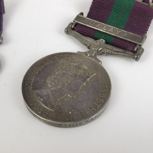 171 - QUEEN ELIZABETH II GENERAL SERVICE MEDAL WITH MALAY BAR AND MINIATURE TO 3508826 ACT. CPL. C.A.T. MI... 