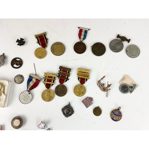 182 - BADGES ,MEDALS , SWAGGER STICK INC SILVER FOB ETC