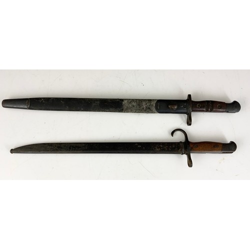 220 - 2 MILITARY BAYONETS WITH SCABBARDS