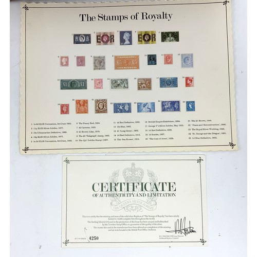 516 - THE STAMPS OF ROYALTY – A CASED SET OF 25 STERLING SILVER REPLICA STAMPS IN A FITTED CASE WITH ASSOC... 