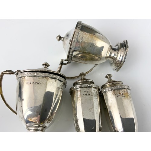 358 - 4 HALLMARKED MAPPIN & WEBB BIRMINGHAM 1936 SILVER CONDIMENTS 226g