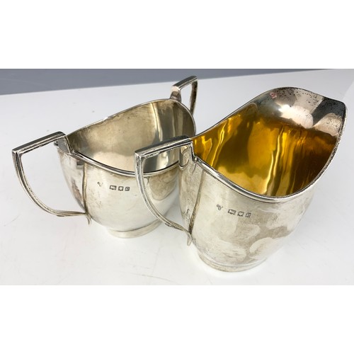 495 - HALLMARKED  CHARLES BOYTON & SONS  LONDON 1918 SILVER CREAM JUG AND SUGAR BOWL 297g