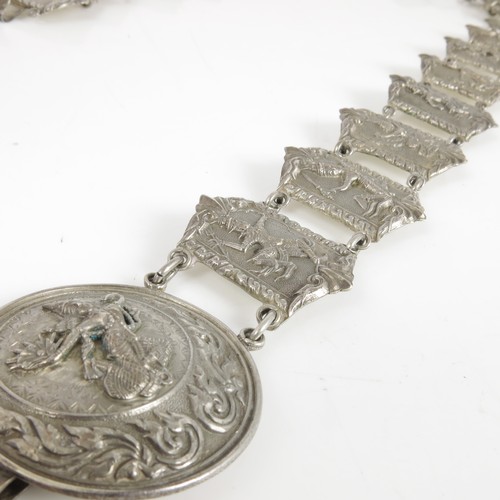 452 - WHITE METAL BELT MARKED STERLING MADE IN SIAM, APPROX. 169g