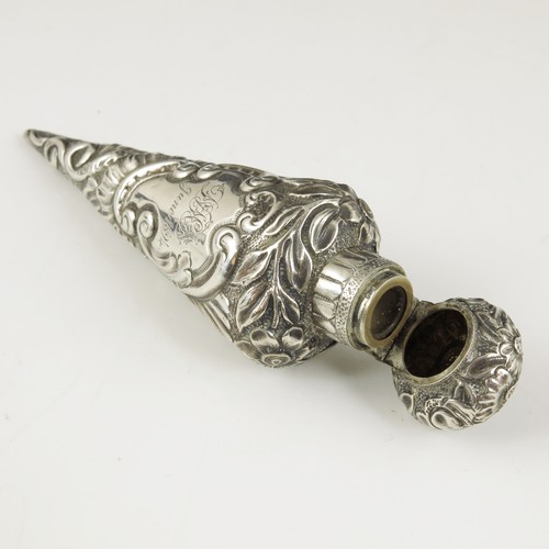 425 - SILVER CONICAL PERFUME BOTTLE