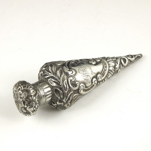 425 - SILVER CONICAL PERFUME BOTTLE