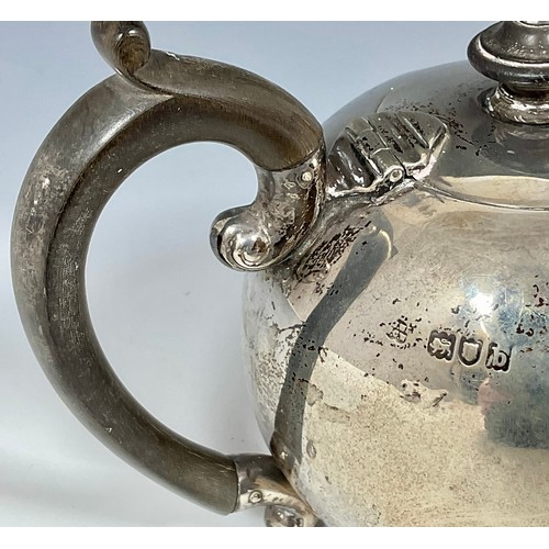 502 - ROUND SILVER TEAPOT, APPROX. 219g GROSS