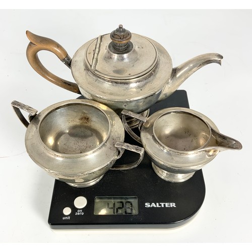 505 - HALLMARKED SILVER BACHELOR’S TEA SET 429g GROSS