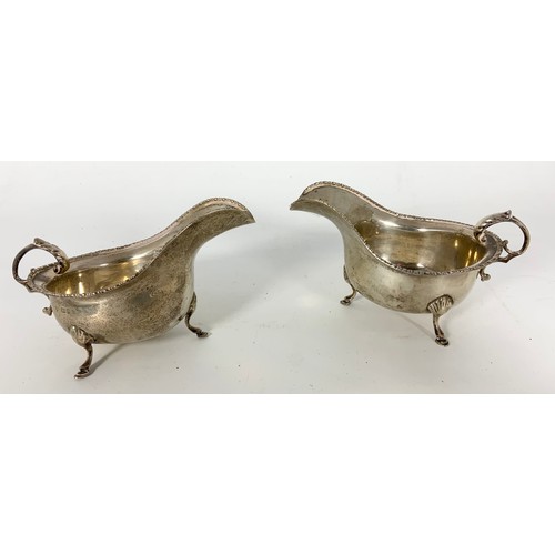 478 - TWO HALLMARKED SILVER SAUCE / GRAVY BOATS 267g