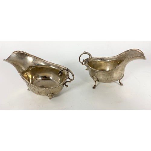 478 - TWO HALLMARKED SILVER SAUCE / GRAVY BOATS 267g