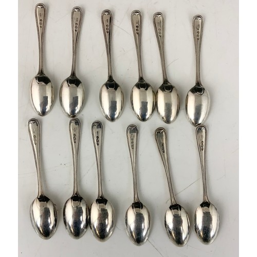 344 - SET OF 12 SILVER TEA SPOONS, APPROX. 215g