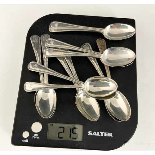 344 - SET OF 12 SILVER TEA SPOONS, APPROX. 215g