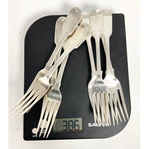 304 - 8 (4 PLUS 4) SILVER FORKS, APPROX. 386g gross