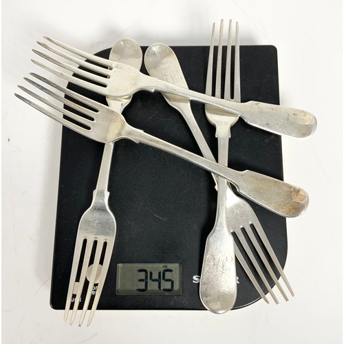 305 - 5 SILVER DINNER FORKS, APPROX. 345g