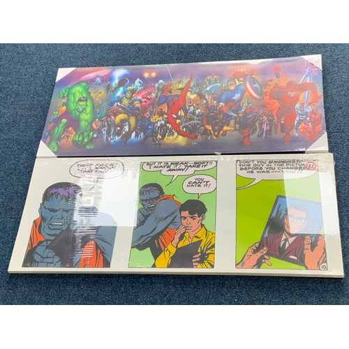 362 - 2 LARGE GRAPHIC NOVEL HANGING PICTURE CANVAS PICTURE BOARDS, APPROX 50 X 120 CM