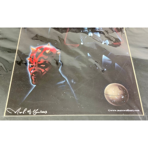 365 - 2 STAR WARS SIGNED PRINTS, WITH SKETCH, APPEAR SIGNED AS SHOWN, MARC WOLFE