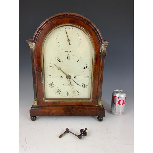 285 - R &  P  ROSKELL  LIVERPOOL MAHOGANY CASED BRACKET CLOCK WITH TWIN FUSEE MOVEMENT