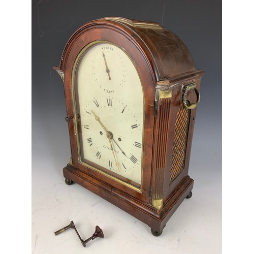 285 - R &  P  ROSKELL  LIVERPOOL MAHOGANY CASED BRACKET CLOCK WITH TWIN FUSEE MOVEMENT