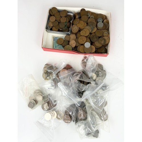 551 - BOX OF MISC. ‘SILVER’ AND OTHER COINS, MOSTLY UK PRE DECIMAL AND SOME FOREIGN