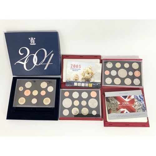 526 - UNITED KINGDOM PROOF COIN SETS, 2004, 2005, 2006, 2007, 2008, 2010