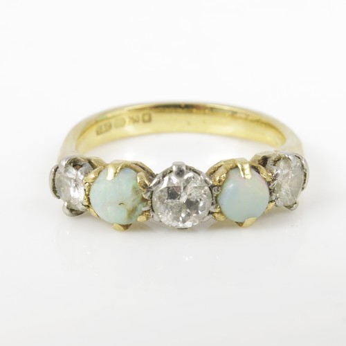 883 - 18ct GOLD OPAL AND DIAMOND RING