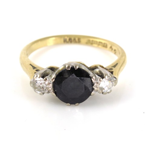 887 - 18ct GOLD DIAMOND AND SAPPHIRE RING