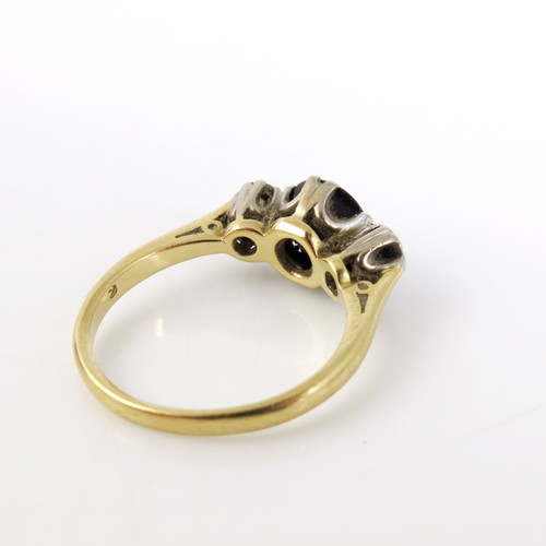 887 - 18ct GOLD DIAMOND AND SAPPHIRE RING