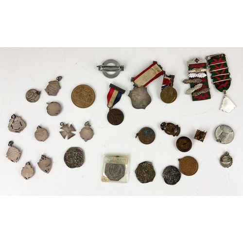 189 - SILVER FOBS, BADGES ETC