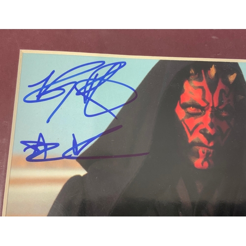 367 - RAY PARK SIGNED PHOTO DARTH MAUL STAR WARS, WITH CERTIFICATE OF AUTHENTICITY, & SIGNED TRADING CARD ... 