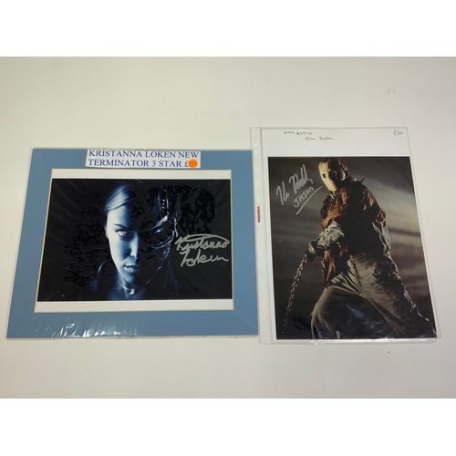 372 - KRISTANNA LOKON SIGNED TERMINATOR PHOTO WITH CERTIFICATE OF AUTHENTICITY, & KANE HODDER SIGNED JASON... 