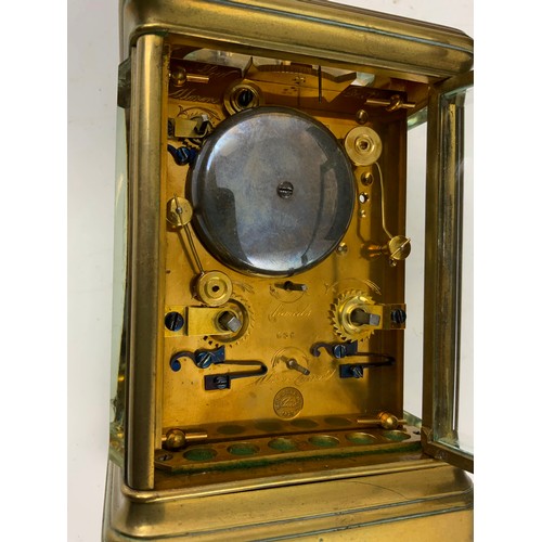 282 - FRENCH FOUR GLASS REPEATER CARRIAGE CLOCK