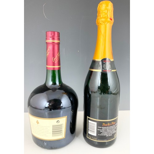 136 - 1 LITRE BOTTLE OF COURVOISIER COGNAC WITH A BOTTLE OF BUCKS FIZZ