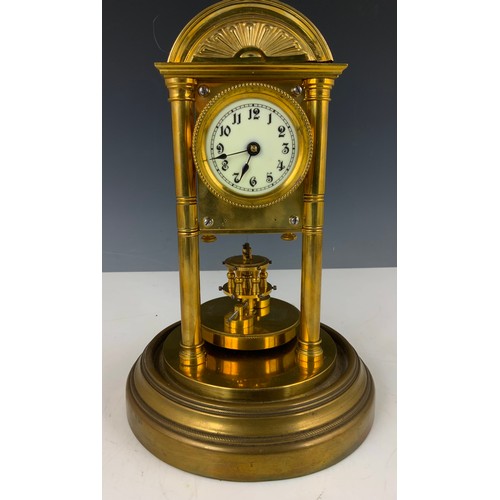 281 - GUSTAV BECKER  MEDAILLE D’OR FRENCH BRASS ANNIVERSARY CLOCK IN GLASS DOME