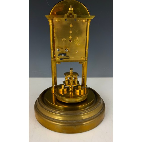 281 - GUSTAV BECKER  MEDAILLE D’OR FRENCH BRASS ANNIVERSARY CLOCK IN GLASS DOME