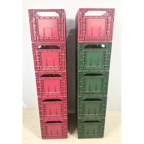 150 - 10 GOOD QUALITY PLASTIC  STACKABLE WINE STORAGE CRATES