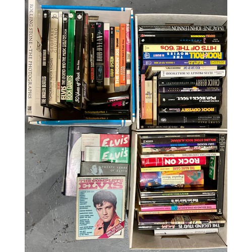 703 - 3 BOXES ROCK AND POP RELATED BOOKS INC.ROLLING STONES, CHUCK BERRY, BUDDY HOLLY, EVERLY BROTHERS AND... 